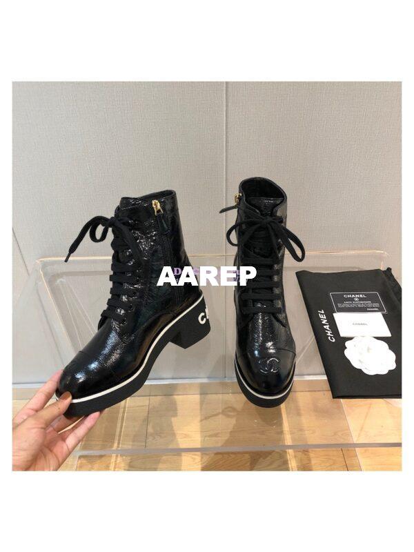 Replica Chanel Lace-Ups Shiny Crumpled Lambskin G36435 7