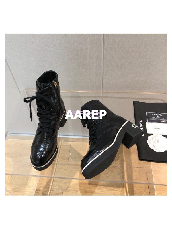 Replica Chanel Lace-Ups Shiny Crumpled Lambskin G36435 10
