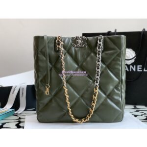 Replica Chanel 19 Shopping Bag Lambskin AS3519 Khaki