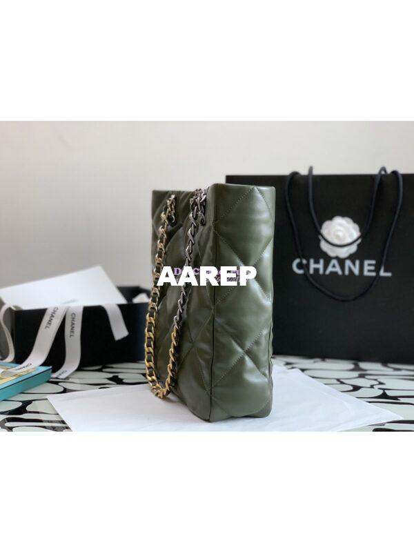 Replica Chanel 19 Shopping Bag Lambskin AS3519 Khaki 4