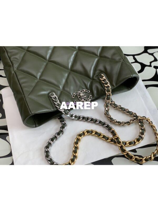 Replica Chanel 19 Shopping Bag Lambskin AS3519 Khaki 5