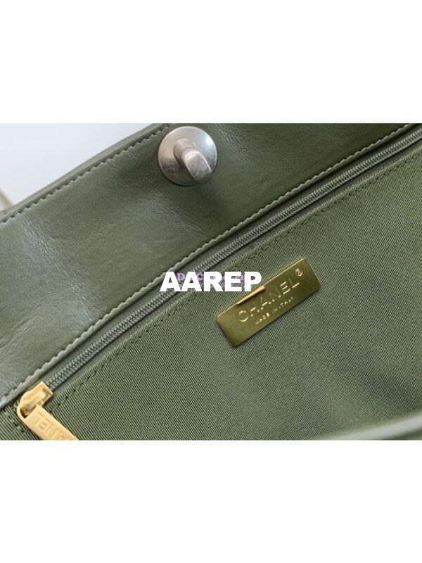 Replica Chanel 19 Shopping Bag Lambskin AS3519 Khaki 9