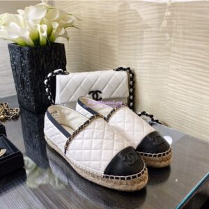 Replica Chanel Lambskin Quilted Espadrilles G36966 White 2