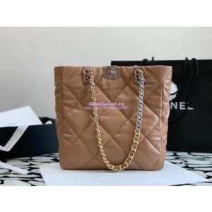 Replica Chanel 19 Shopping Bag Lambskin AS3519 Brown