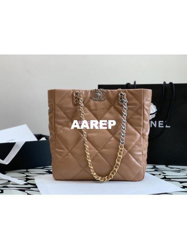 Replica Chanel 19 Shopping Bag Lambskin AS3519 Brown