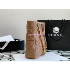 Replica Chanel 19 Shopping Bag Lambskin AS3519 Brown 2