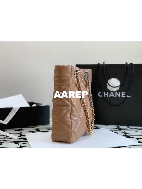 Replica Chanel 19 Shopping Bag Lambskin AS3519 Brown 2