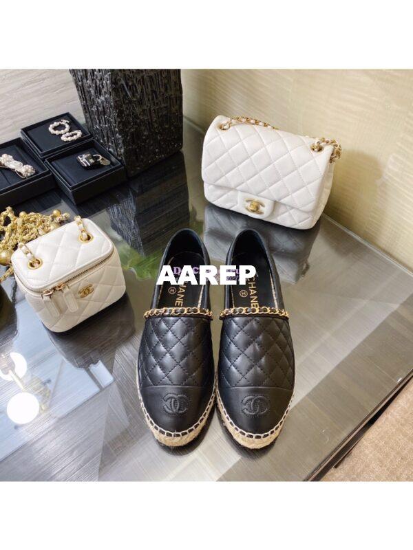 Replica Chanel Lambskin Quilted Espadrilles G36966 Black 3
