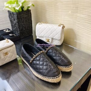 Replica Chanel Lambskin Quilted Espadrilles G36966 Black 2