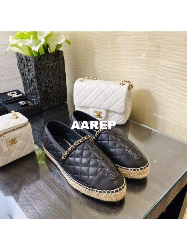 Replica Chanel Lambskin Quilted Espadrilles G36966 Black 4
