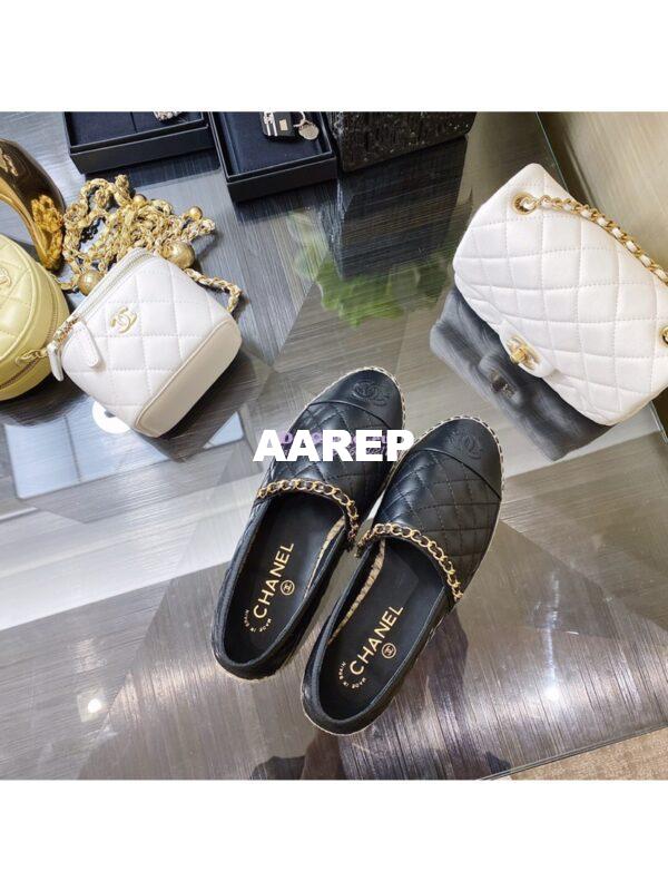 Replica Chanel Lambskin Quilted Espadrilles G36966 Black 7