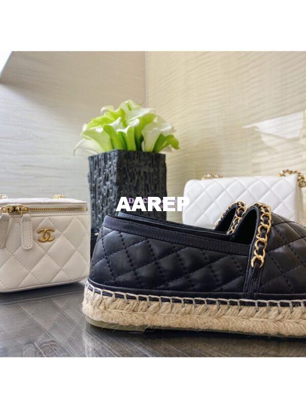 Replica Chanel Lambskin Quilted Espadrilles G36966 Black 9