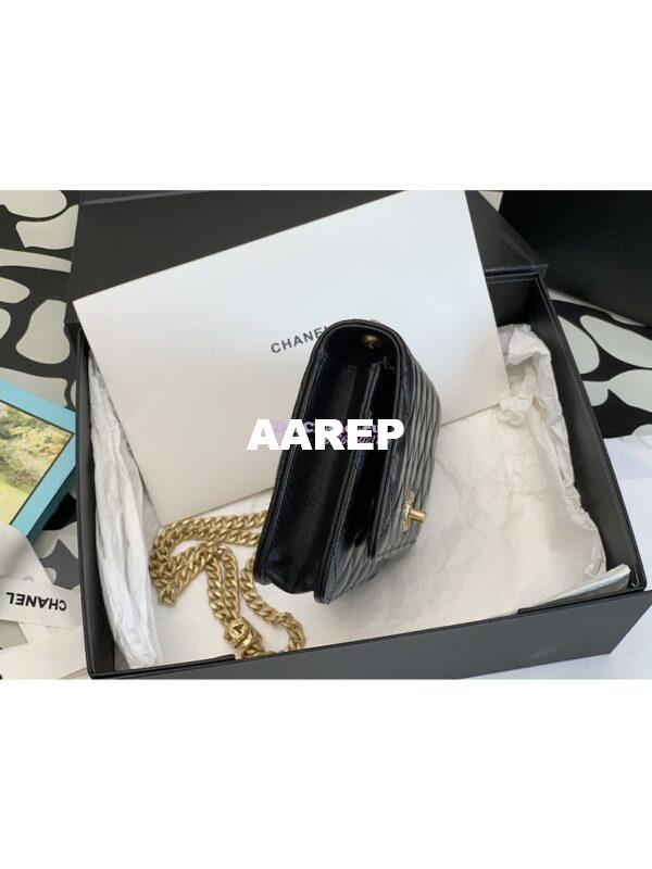 Replica Chanel 22K Wallet On Chain Lambskin AP3043 Black 5