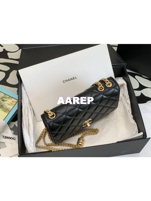 Replica Chanel 22K Wallet On Chain Lambskin AP3043 Black 7