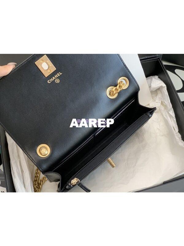 Replica Chanel 22K Wallet On Chain Lambskin AP3043 Black 8