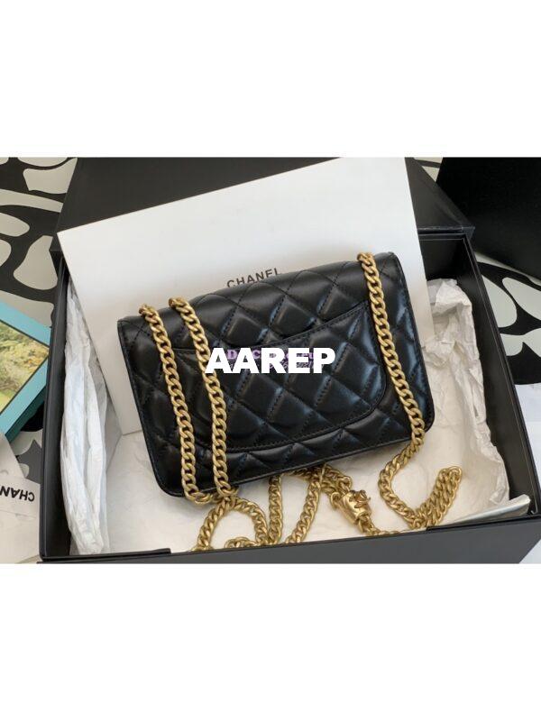 Replica Chanel 22K Wallet On Chain Lambskin AP3043 Black 10