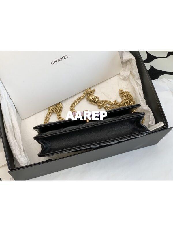 Replica Chanel 22K Wallet On Chain Lambskin AP3043 Black 11