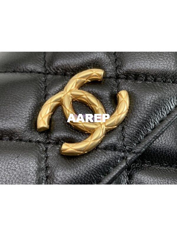 Replica Chanel 22K Flap Phone Holder With Chain AP3047 Lambskin Black 5