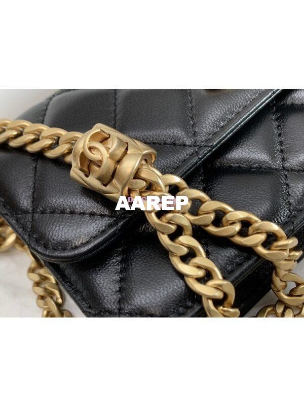 Replica Chanel 22K Flap Phone Holder With Chain AP3047 Lambskin Black 6