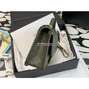 Replica Chanel Small Flap Bag With Top Handle Grained Calfskin AS3653 Khaki 2