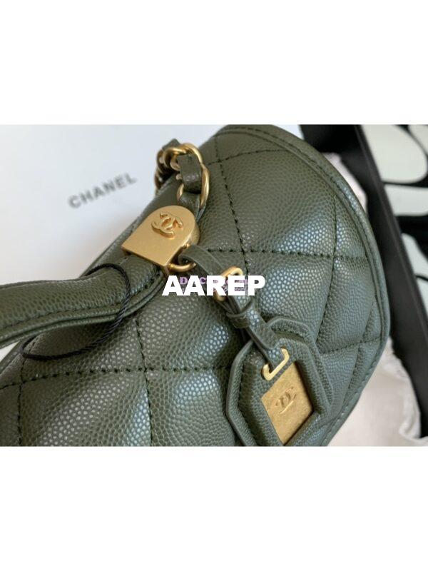 Replica Chanel Small Flap Bag With Top Handle Grained Calfskin AS3653 Khaki 6