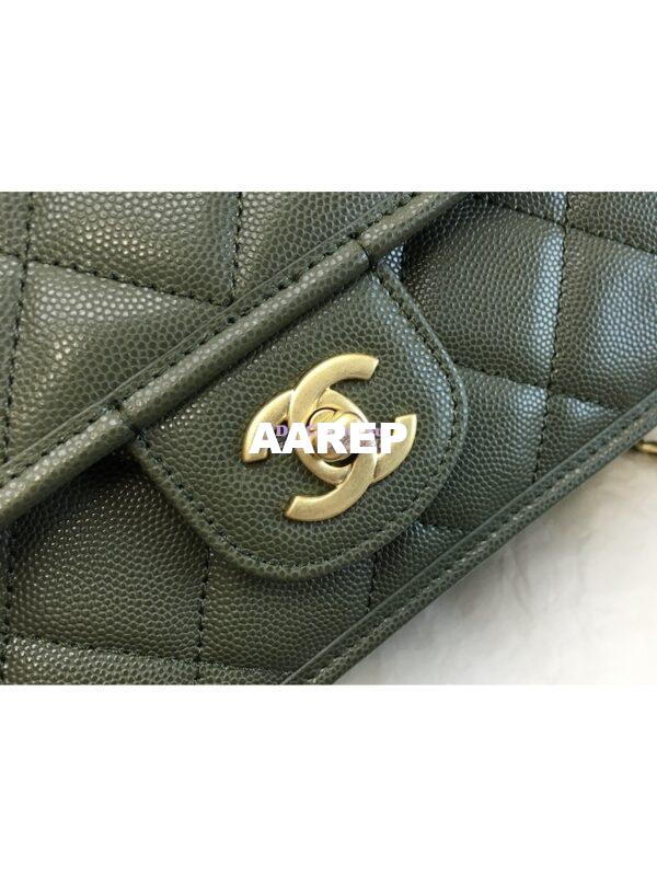 Replica Chanel Small Flap Bag With Top Handle Grained Calfskin AS3653 Khaki 7