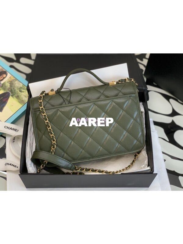 Replica Chanel Small Flap Bag With Top Handle Grained Calfskin AS3653 Khaki 9