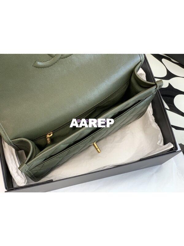 Replica Chanel Small Flap Bag With Top Handle Grained Calfskin AS3653 Khaki 10