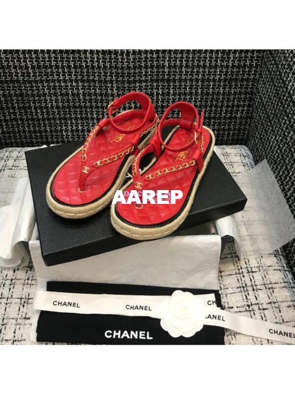 Replica Chanel Lambskin Red Sandals G36921 3