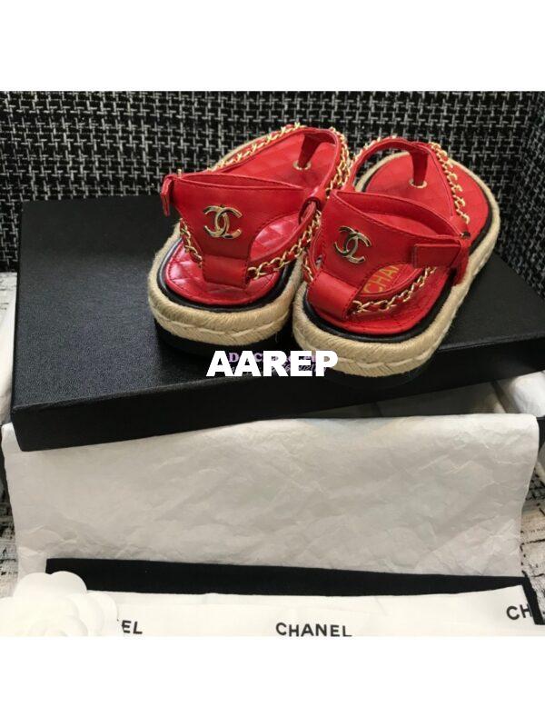 Replica Chanel Lambskin Red Sandals G36921 8