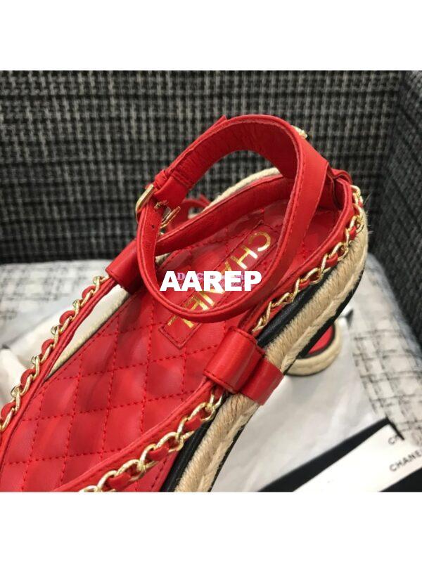 Replica Chanel Lambskin Red Sandals G36921 9