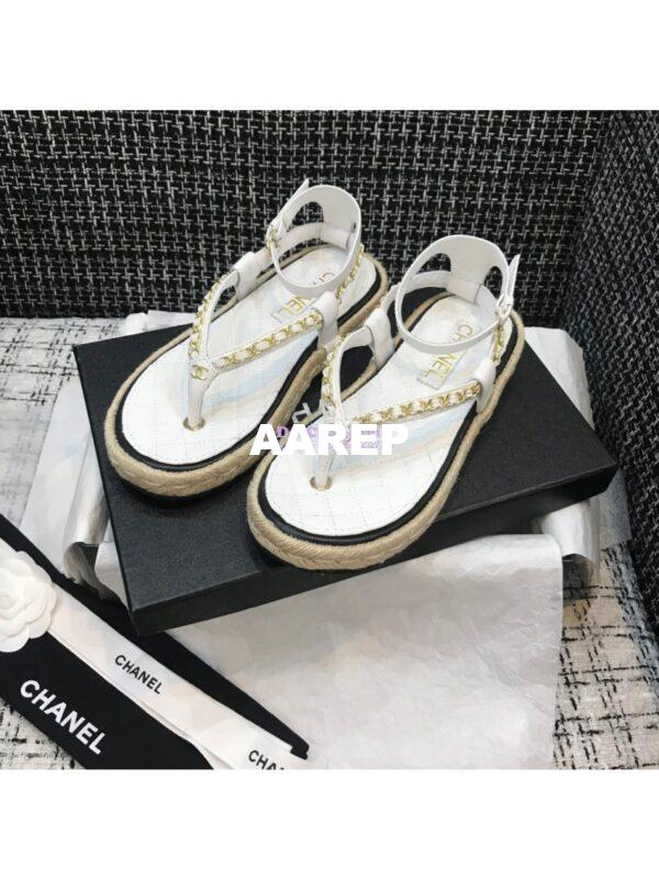 Replica Chanel Lambskin White Sandals G36921