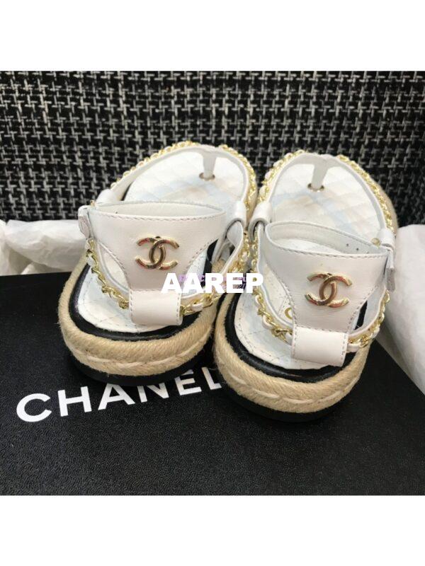 Replica Chanel Lambskin White Sandals G36921 4