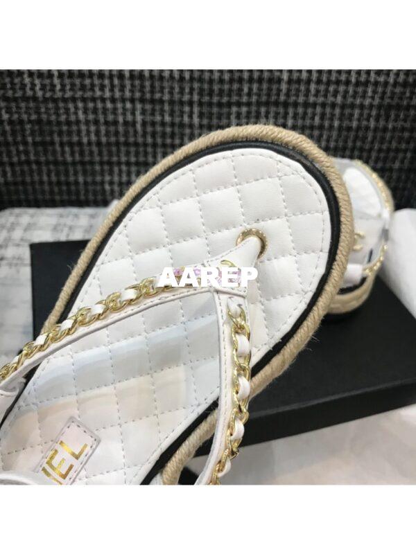 Replica Chanel Lambskin White Sandals G36921 7