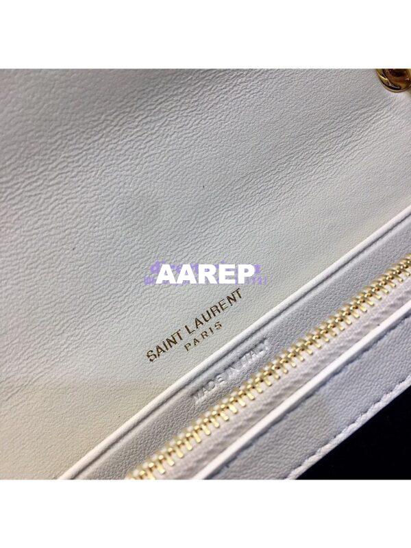 Replica Saint Laurent YSL Vicky Chain Wallet In Quilted Lambskin 554125 White 11