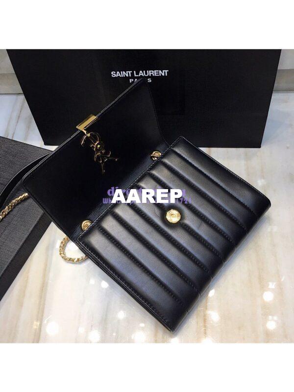 Replica Saint Laurent YSL Vicky Chain Wallet In Quilted Lambskin 554125 Black 8