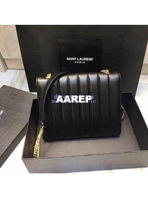 Replica Saint Laurent YSL Vicky Chain Wallet In Quilted Lambskin 554125 Black 12