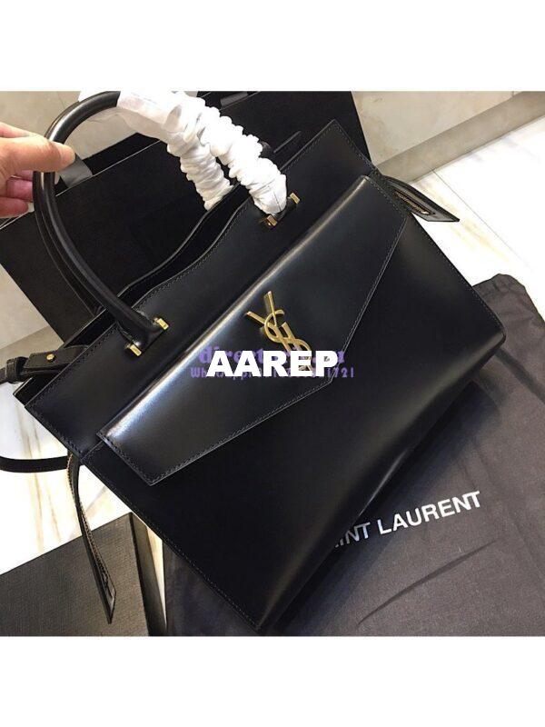 Replica Saint Laurent YSL Uptown Medium Tote In Shiny Smooth Leather 557653 Black 4