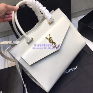 Replica Saint Laurent YSL Uptown Medium Tote In Shiny Smooth Leather 557653 Blanc
