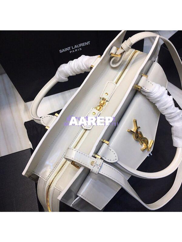 Replica Saint Laurent YSL Uptown Medium Tote In Shiny Smooth Leather 557653 Blanc 4