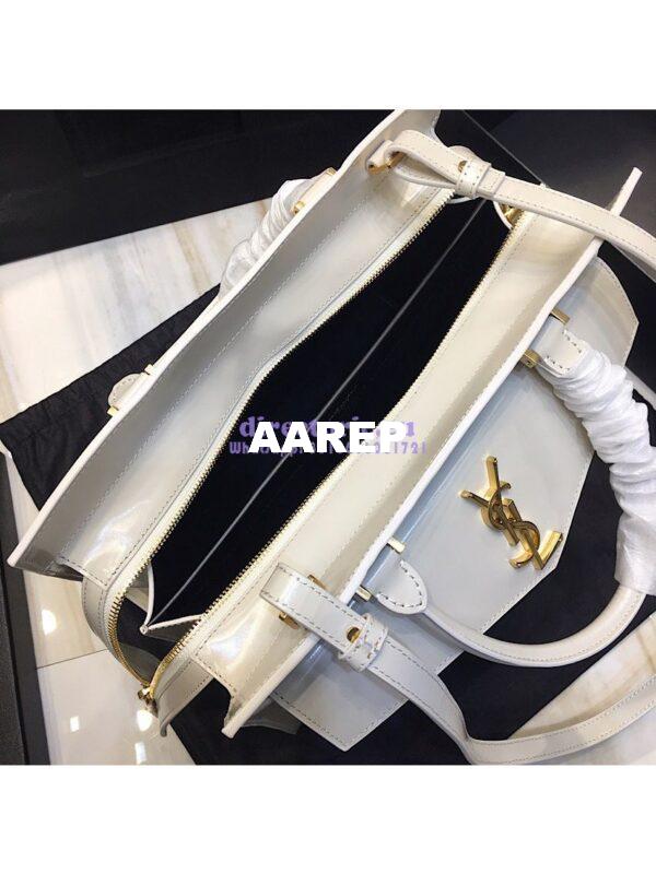 Replica Saint Laurent YSL Uptown Medium Tote In Shiny Smooth Leather 557653 Blanc 5
