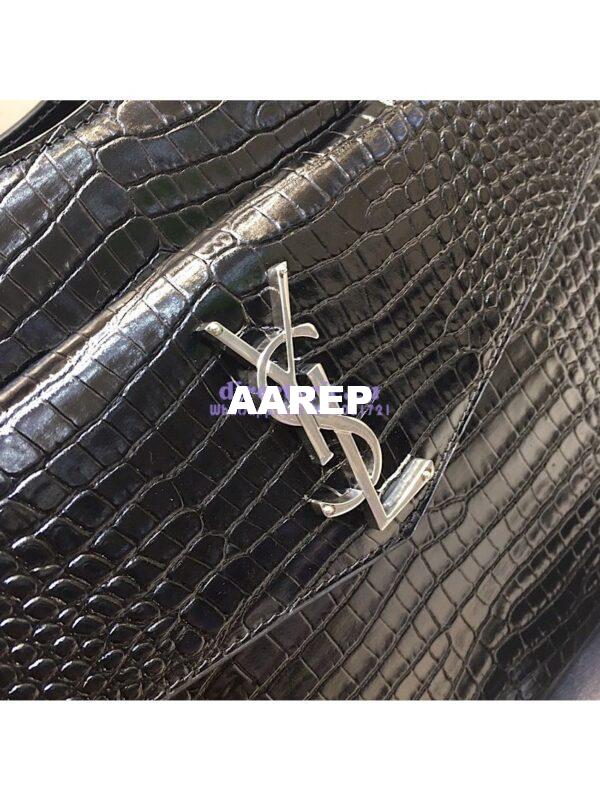 Replica Saint Laurent YSL Uptown Medium Tote In Shiny Crocodile-embossed Leather 557653 Black 6