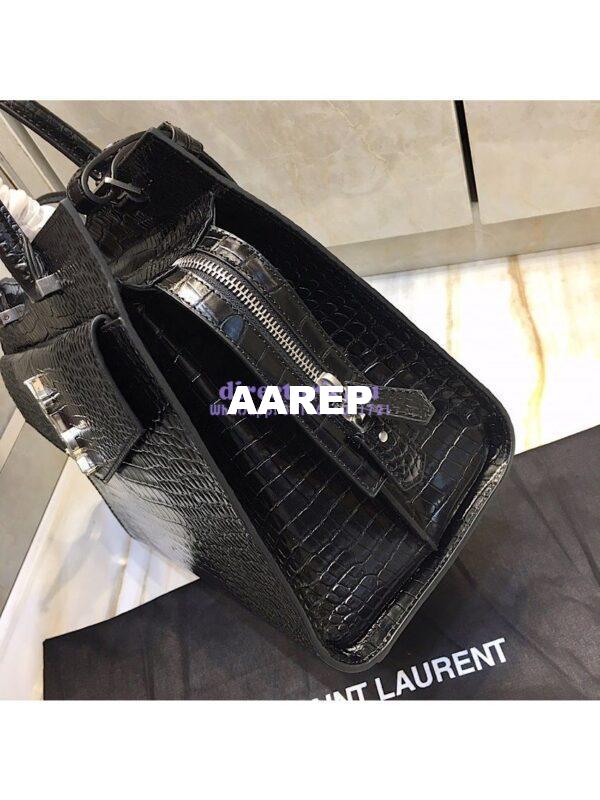 Replica Saint Laurent YSL Uptown Medium Tote In Shiny Crocodile-embossed Leather 557653 Black 7