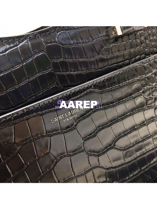 Replica Saint Laurent YSL Uptown Medium Tote In Shiny Crocodile-embossed Leather 557653 Black 11