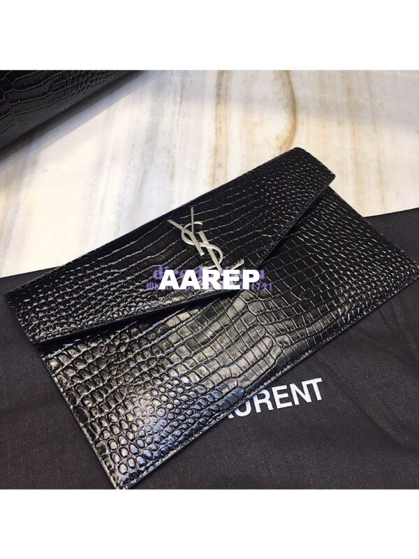 Replica Saint Laurent YSL Uptown Medium Tote In Shiny Crocodile-embossed Leather 557653 Black 12