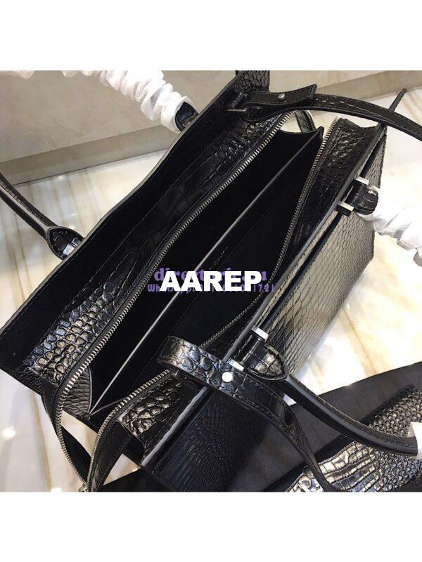 Replica Saint Laurent YSL Uptown Medium Tote In Shiny Crocodile-embossed Leather 557653 Black 13