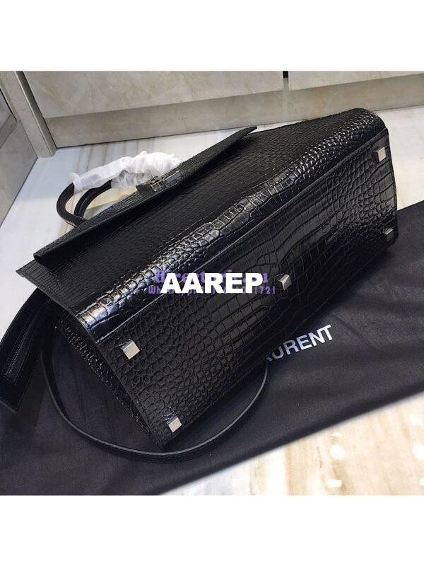 Replica Saint Laurent YSL Uptown Medium Tote In Shiny Crocodile-embossed Leather 557653 Black 15