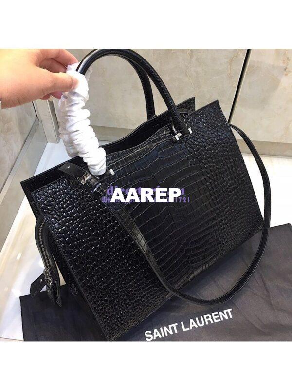 Replica Saint Laurent YSL Uptown Medium Tote In Shiny Crocodile-embossed Leather 557653 Black 16