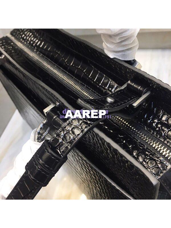 Replica Saint Laurent YSL Uptown Medium Tote In Shiny Crocodile-embossed Leather 557653 Black 17