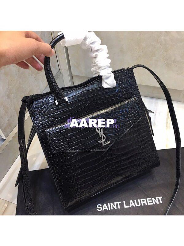 Replica Saint Laurent YSL Uptown Small Tote In Uptown Small Tote In Shiny Crocodile-embossed Leather 561203 Black 4